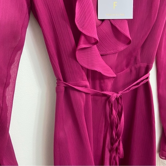 Wayf chiffon dress sheer wrap crepe dress pink woven flowy small - Picture 10 of 15